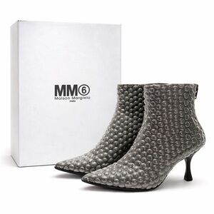 MM6 Maison Margiela Bubble Stud Ankle Boots EU 36 US 6 Black Kitten Heel NIB